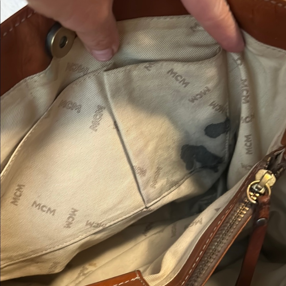MCM Tan Leather Satchel vintage with COA - Picture 9 of 13